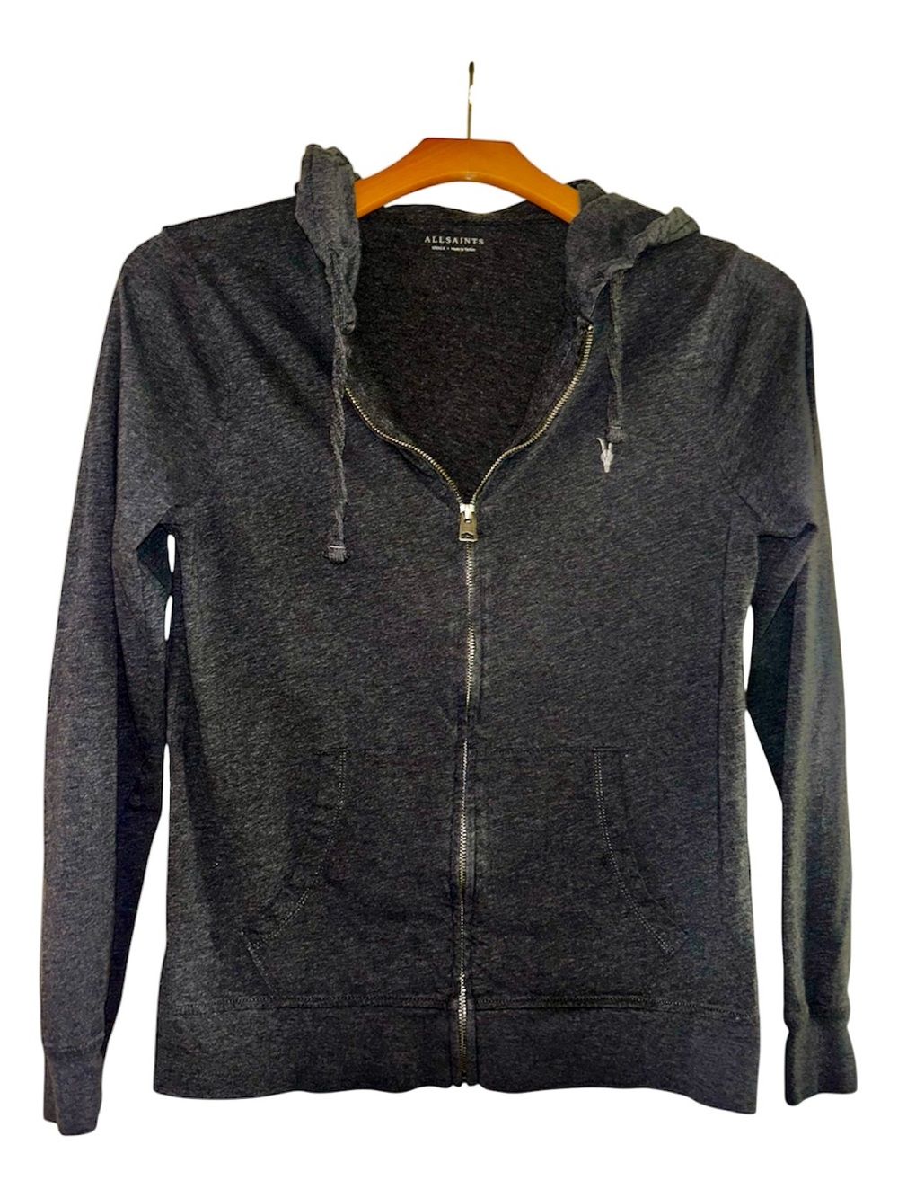 All Saints Charcoal Gray Zip-Up Hoodie size S